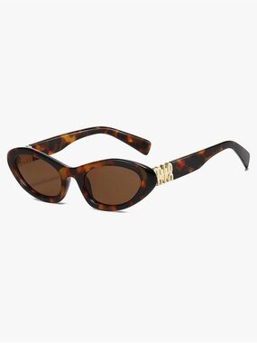 Tortoiseshell Oval Sunglasses with Gold Accent
